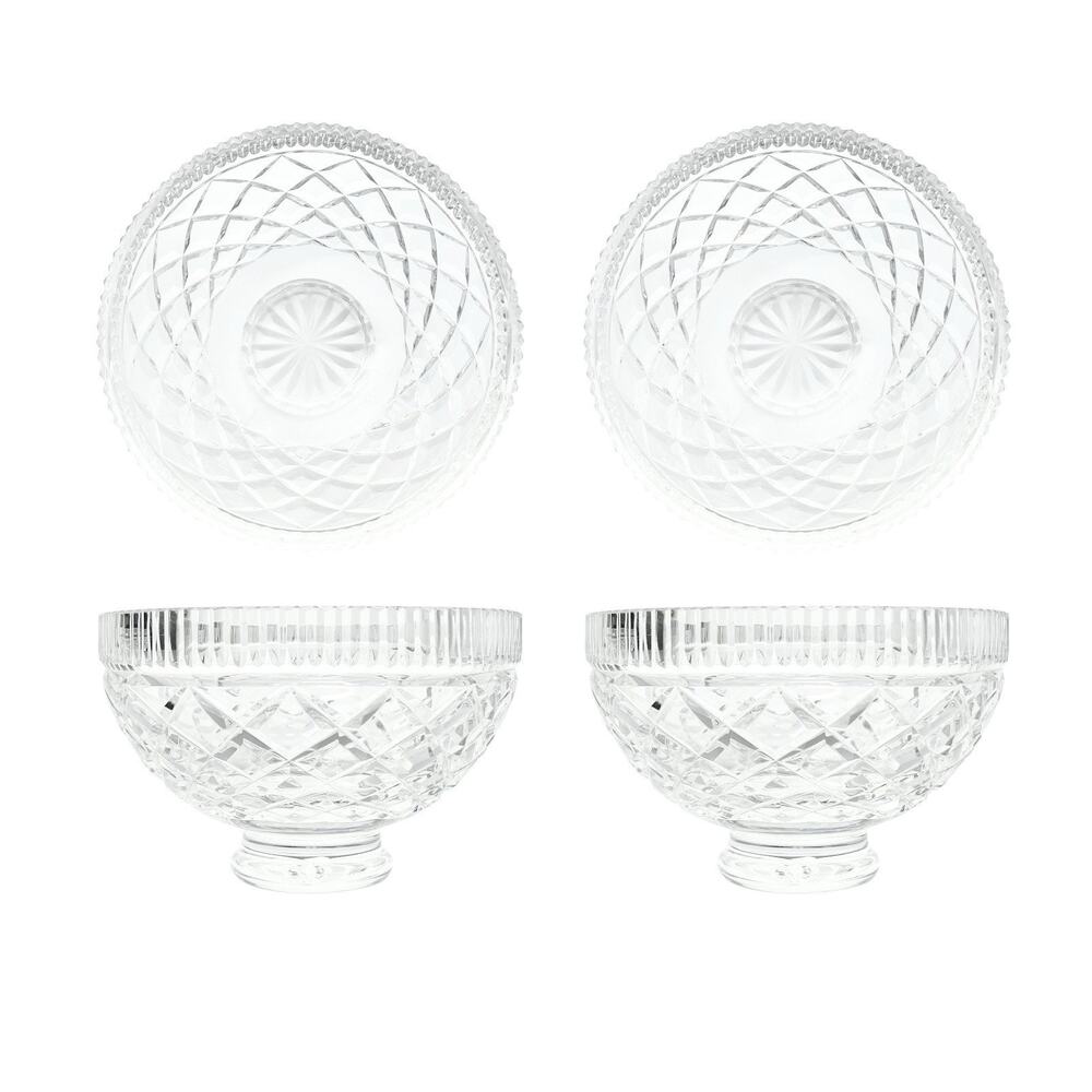 Waterford “Killeen” Pair of Crystal Footed Bowls 6” Signed